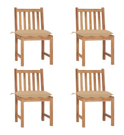 Chaises de jardin 4 pcs avec coussins Bois de teck massif