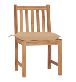 Chaises de jardin 4 pcs avec coussins Bois de teck massif