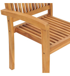 Chaises de jardin empilables avec coussins 8 pcs Teck solide