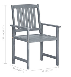 Chaises de jardin avec coussins 8 pcs Bois d'acacia solide Gris