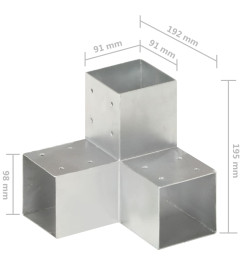 Connecteurs de poteau 4 pcs Forme en Y Métal galvanisé 91x91 mm