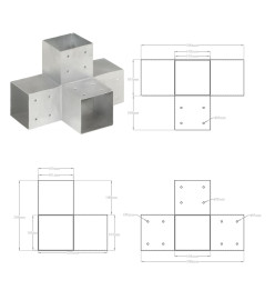 Connecteur de poteau Forme en X Métal galvanisé 101x101 mm