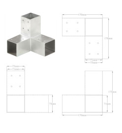 Connecteur de poteau Forme en Y Métal galvanisé 71x71 mm