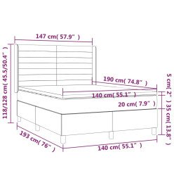 Lit à sommier tapissier avec matelas Gris clair 140x190cm Tissu
