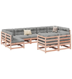 Salon de jardin 9 pcs avec coussins sapin de douglas solide
