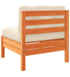 Salon de jardin 9 pcs avec coussins marron cire bois pin massif