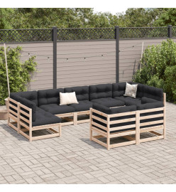 Salon de jardin 9 pcs bois de pin massif
