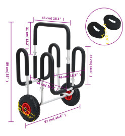 Chariot pour kayak pour 2 planches 90 kg aluminium