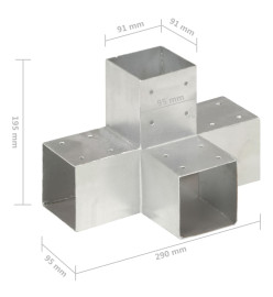 Connecteur de poteau Forme en X Métal galvanisé 91x91 mm