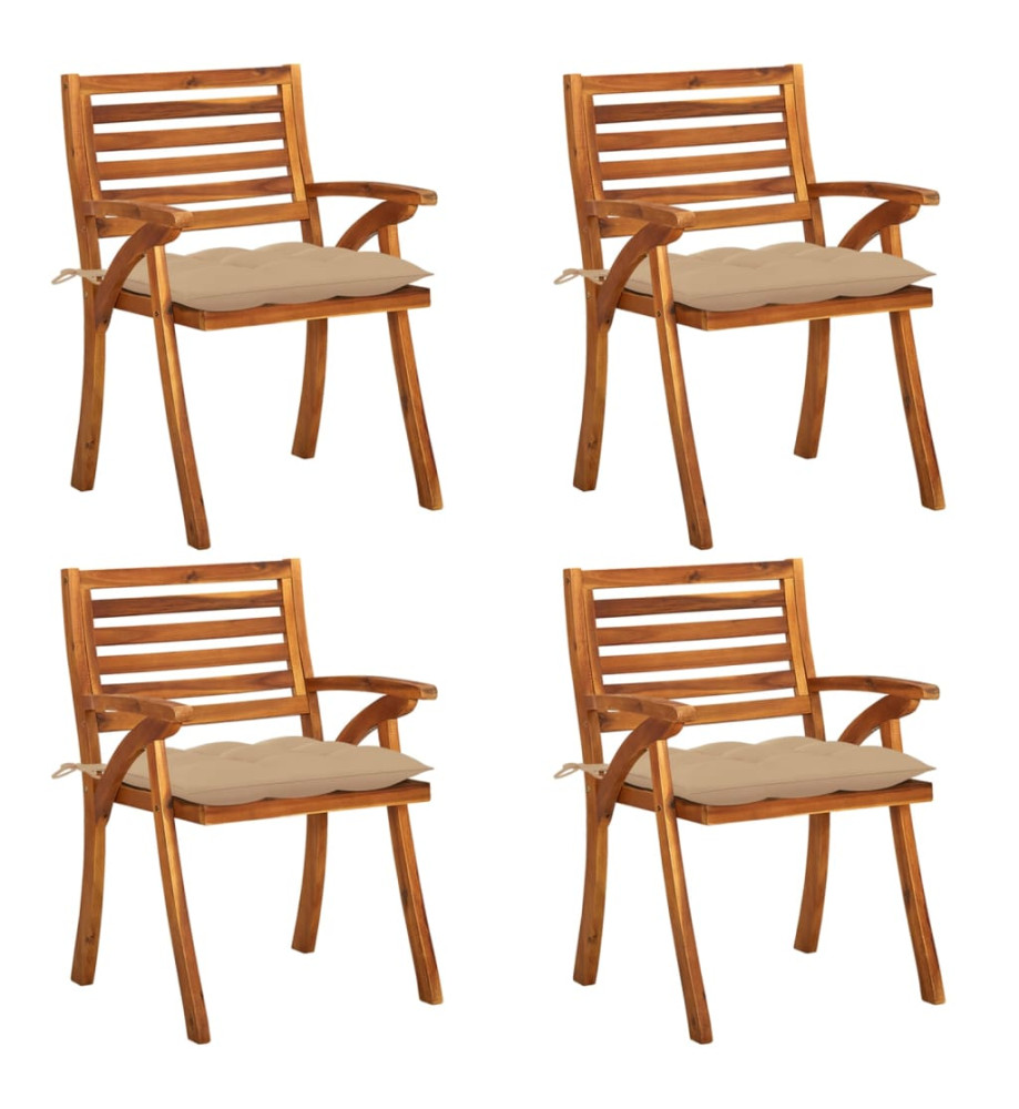 Chaises de jardin avec coussins 4 pcs Bois de teck solide Chaises de jardin avec coussins 4 pcs Bois de teck solide