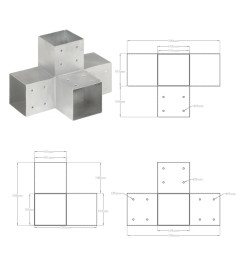 Connecteurs de poteau 4pcs Forme en X Métal galvanisé 101x101mm