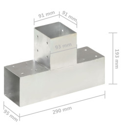Connecteur de poteau Forme en T Métal galvanisé 91x91 mm