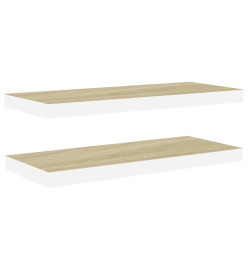 Étagères flottantes 2 pcs Chêne et blanc 60x23,5x3,8 cm MDF