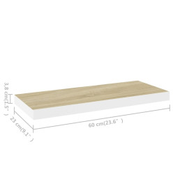 Étagères flottantes 2 pcs Chêne et blanc 60x23,5x3,8 cm MDF