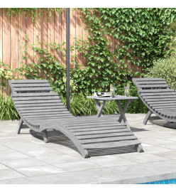 Chaise longue avec table gris bois massif d'acacia