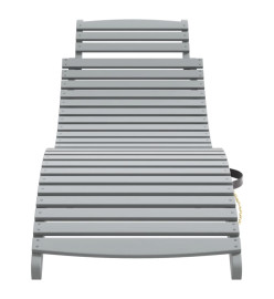 Chaise longue avec table gris bois massif d'acacia