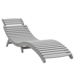Chaise longue avec table gris bois massif d'acacia