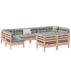 Salon de jardin 9 pcs avec coussins sapin de douglas solide