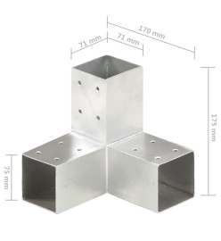 Connecteurs de poteau 4 pcs Forme en Y Métal galvanisé 71x71 mm