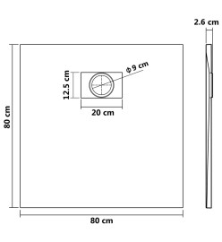 Bac de douche SMC Blanc 80 x 80 cm