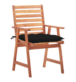 Chaises à dîner d'extérieur 2 pcs avec coussins Acacia massif