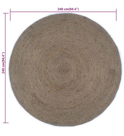 Tapis fait à la main Jute Rond 240 cm Gris