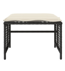 Salon de jardin avec coussins 4 pcs noir résine tressée verre