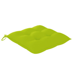 Chaises de jardin 8 pcs avec coussins vert vif Teck solide