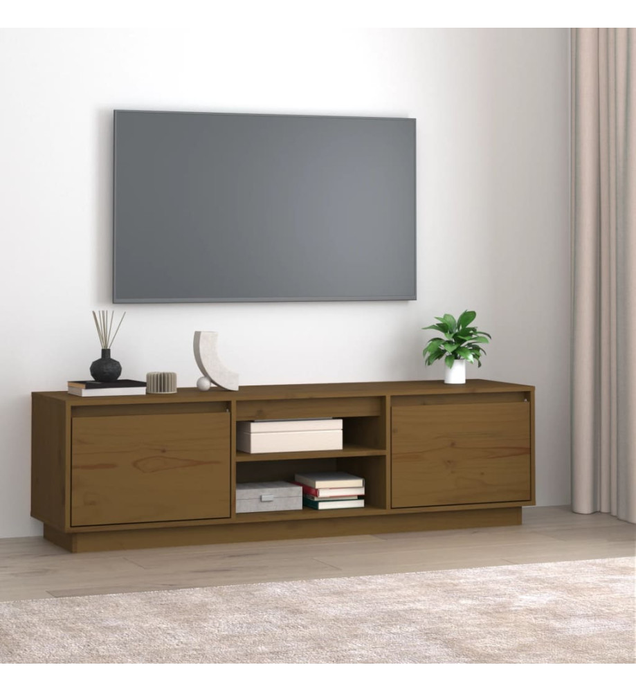 Meuble TV Marron miel 140x35x40 cm Bois de pin massif