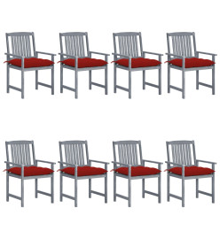 Chaises de jardin avec coussins 8 pcs Bois d'acacia solide Gris