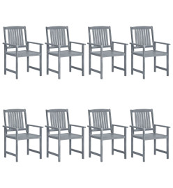 Chaises de jardin avec coussins 8 pcs Bois d'acacia solide Gris
