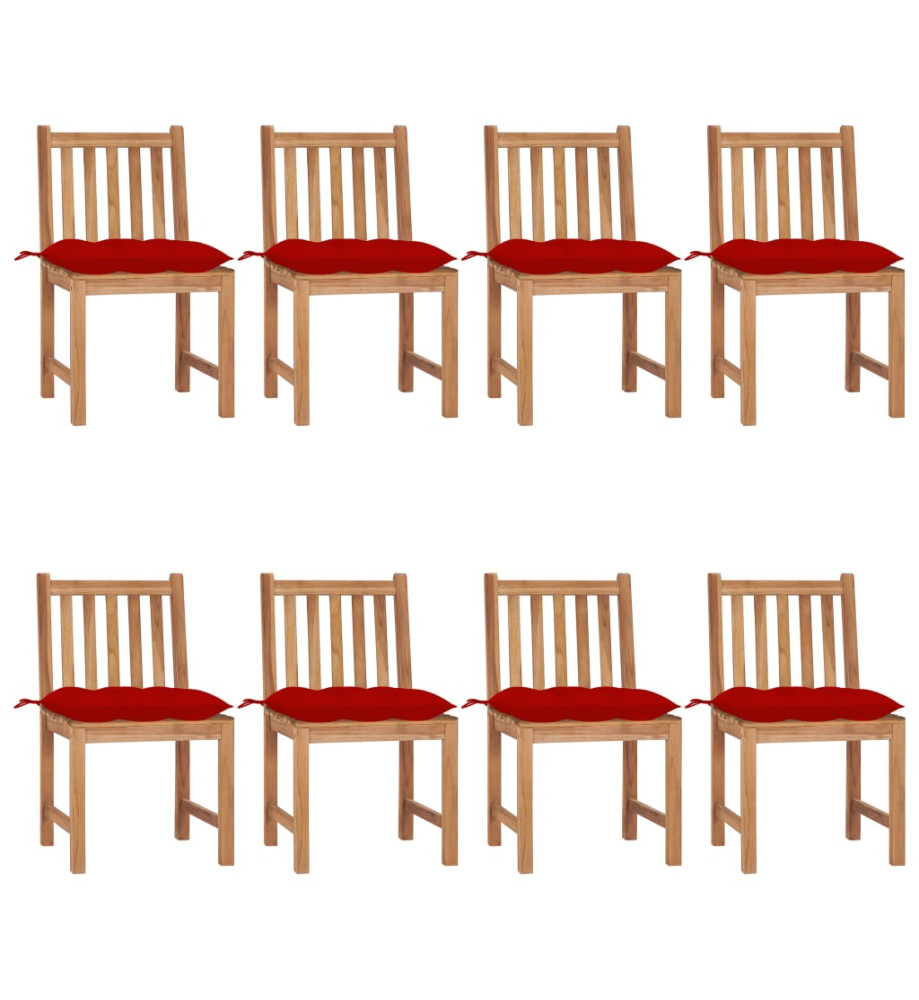 Chaises de jardin 8 pcs avec coussins Bois de teck massif Chaises de jardin 8 pcs avec coussins Bois de teck massif