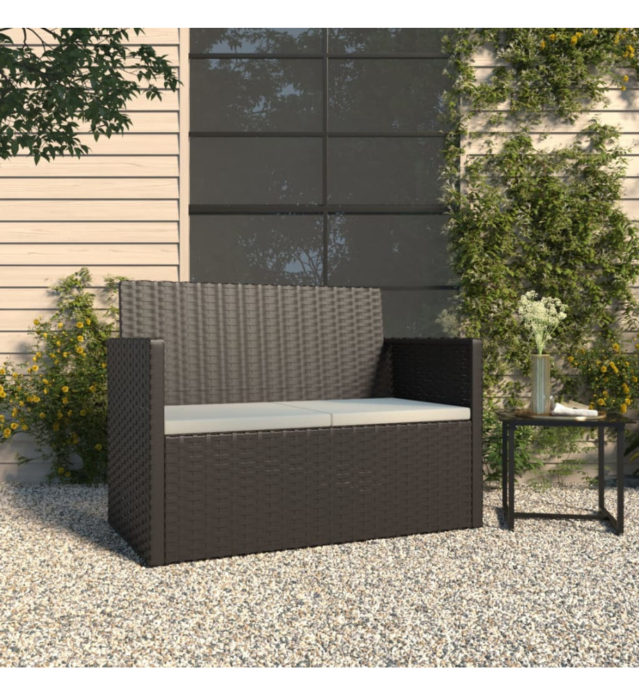 Banc de jardin avec coussins Noir 105 cm Résine tressée Banc de jardin avec coussins Noir 105 cm Résine tressée