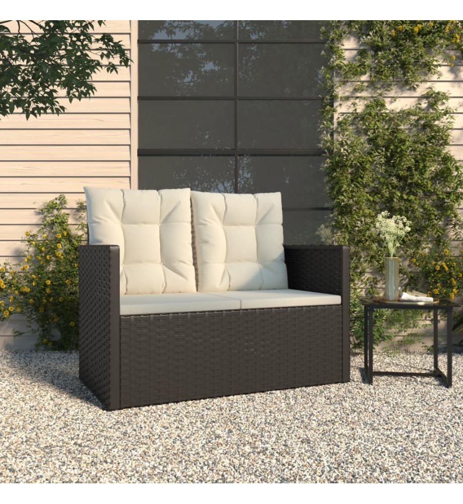 Banc de jardin avec coussins Noir 105 cm Résine tressée Banc de jardin avec coussins Noir 105 cm Résine tressée
