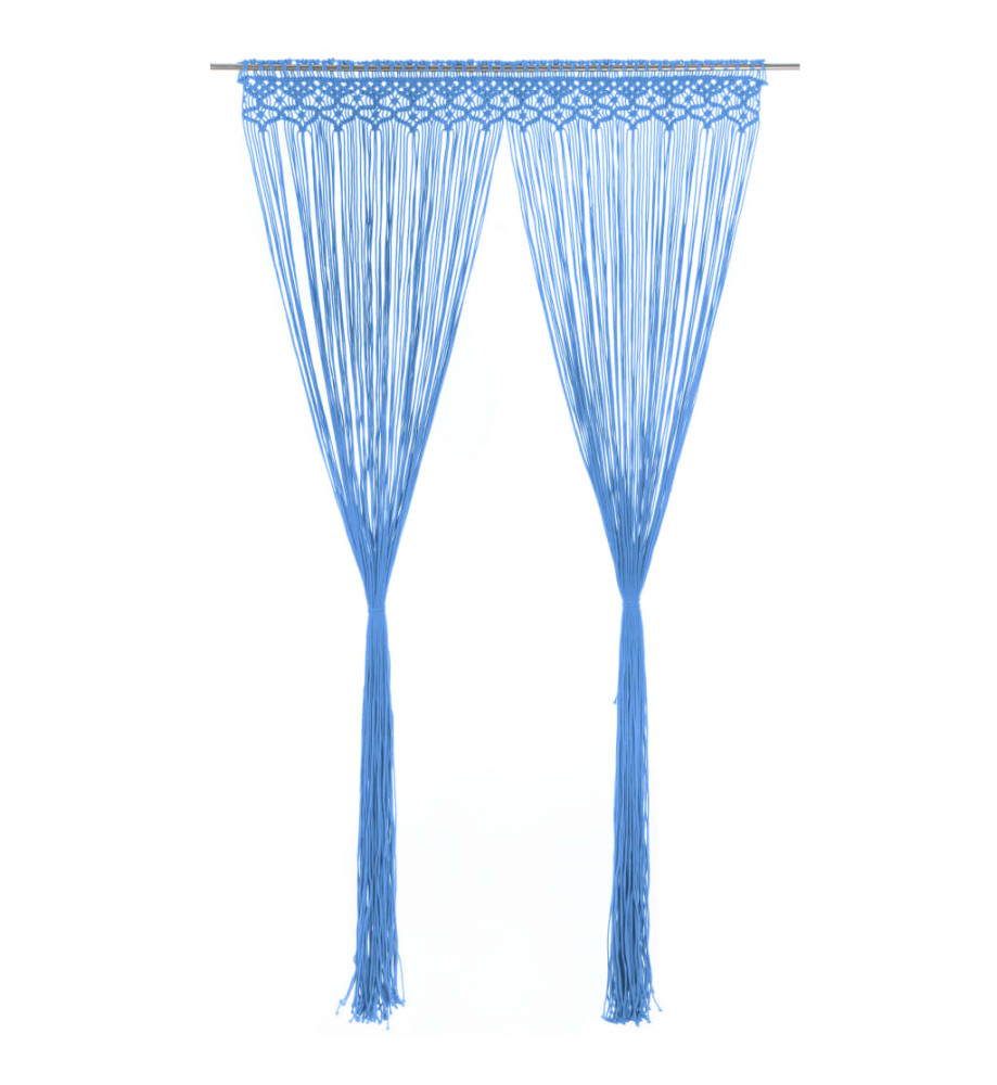 Rideau en macramé Bleu 140x240 cm Coton Rideau en macramé Bleu 140x240 cm Coton