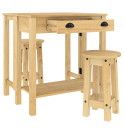 Ensemble de bar 3 pcs bois de pin massif