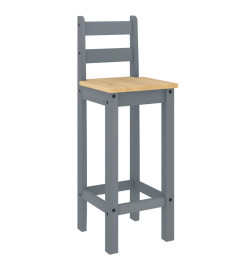 Chaises de bar 2 pcs gris bois de pin solide