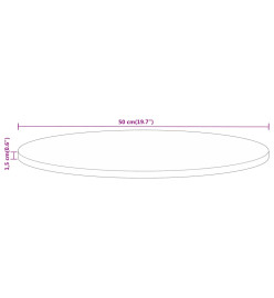 Dessus de table Ø 50x1,5 cm rond bois massif de manguier brut