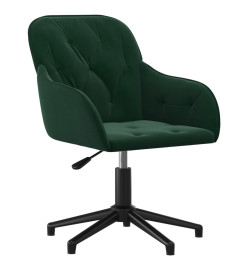 Chaise pivotante de bureau Vert foncé Velours