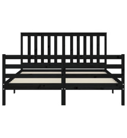 Cadre de lit avec tête de lit noir 160x200 cm bois massif