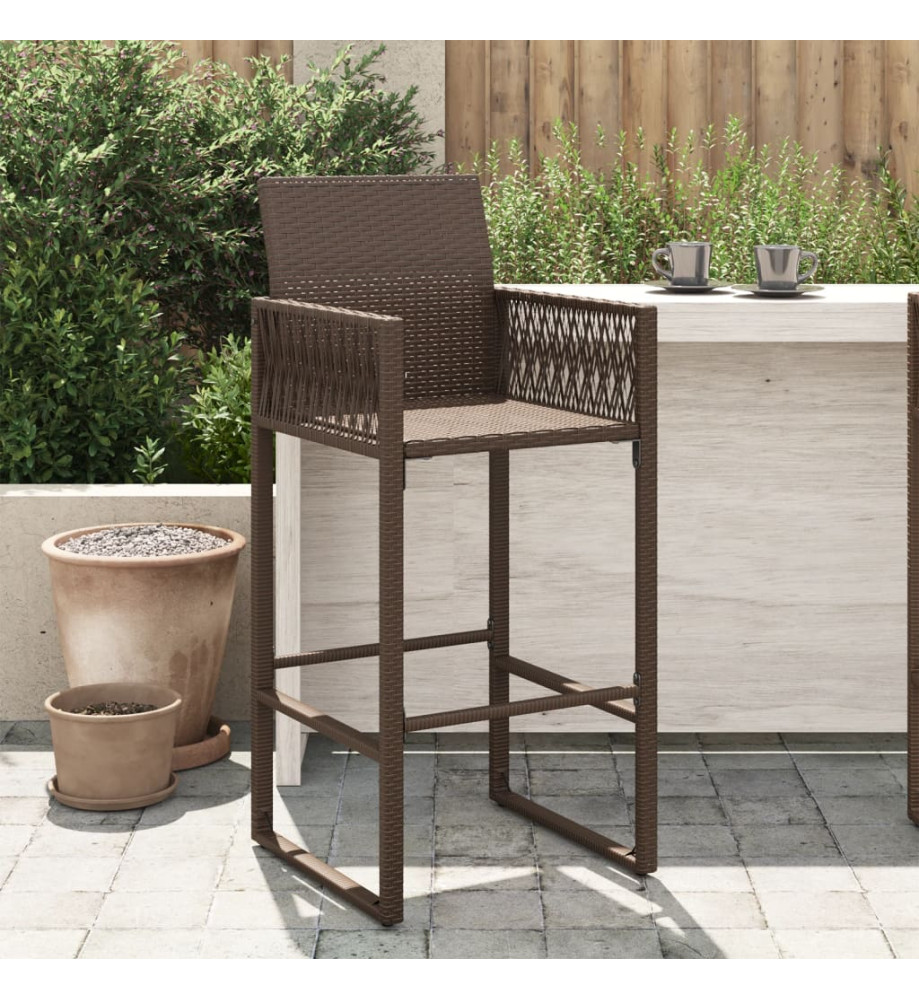 Tabourets de bar de jardin lot de 2 marron résine tressée Tabourets de bar de jardin lot de 2 marron résine tressée