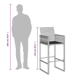 Tabourets de bar de jardin lot de 2 marron résine tressée