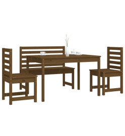 Ensemble à dîner de jardin 4 pcs marron miel bois pin massif