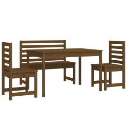 Ensemble à dîner de jardin 4 pcs marron miel bois pin massif