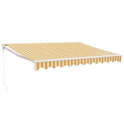 Auvent rétractable jaune et blanc 3x2,5 m tissu et aluminium