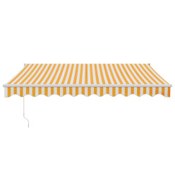 Auvent rétractable jaune et blanc 3x2,5 m tissu et aluminium