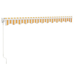 Auvent rétractable jaune et blanc 3x2,5 m tissu et aluminium