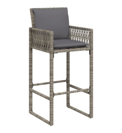 Tabourets de bar jardin coussins lot de 2 gris résine tressée