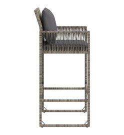 Tabourets de bar jardin coussins lot de 2 gris résine tressée