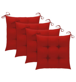 Chaises de jardin avec coussins 4 pcs Bois de teck solide